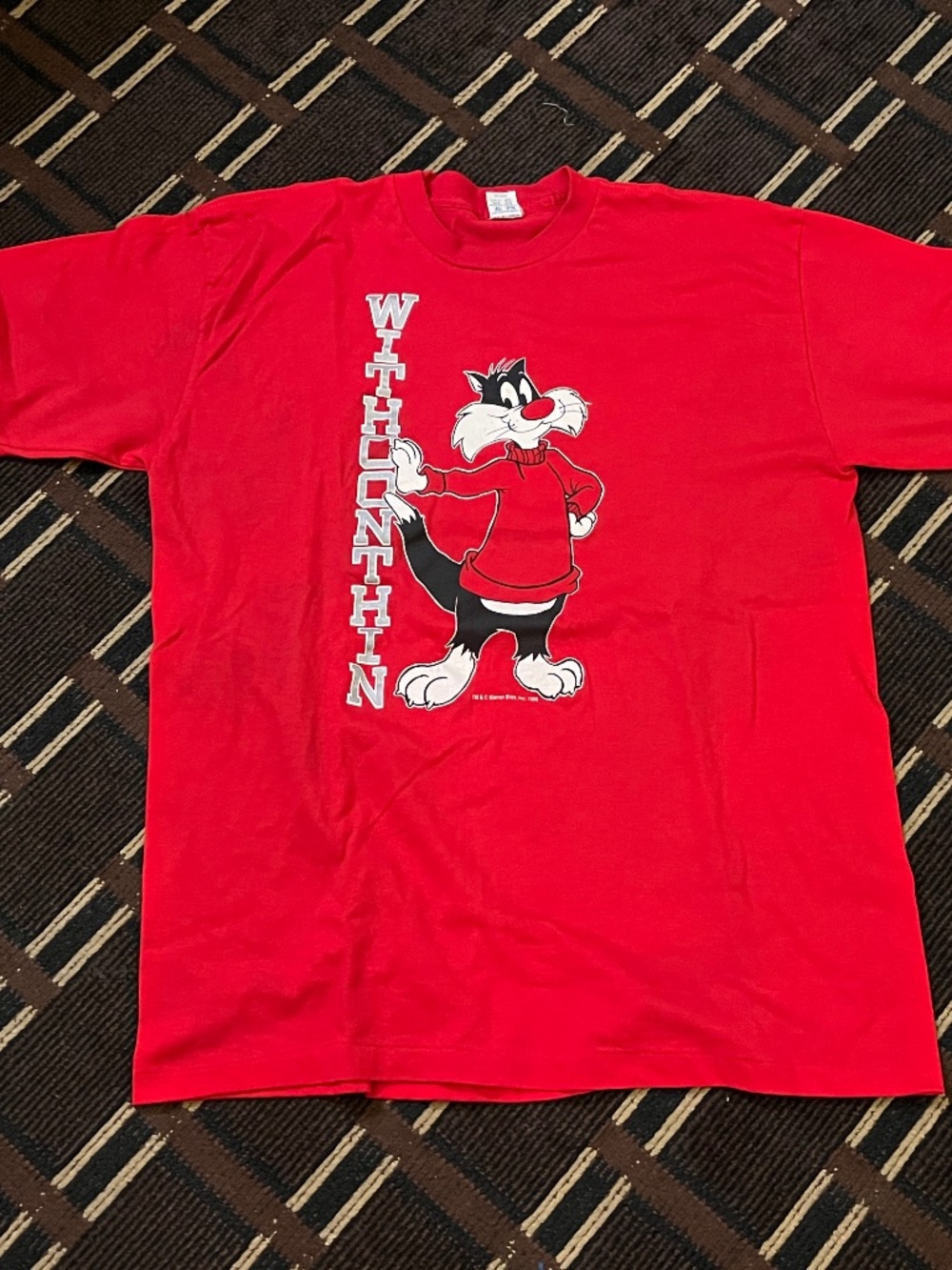 Vintage 80’s Sylvester The Cat Looney Tunes Withconthin Tshirt XL Artex Red Men